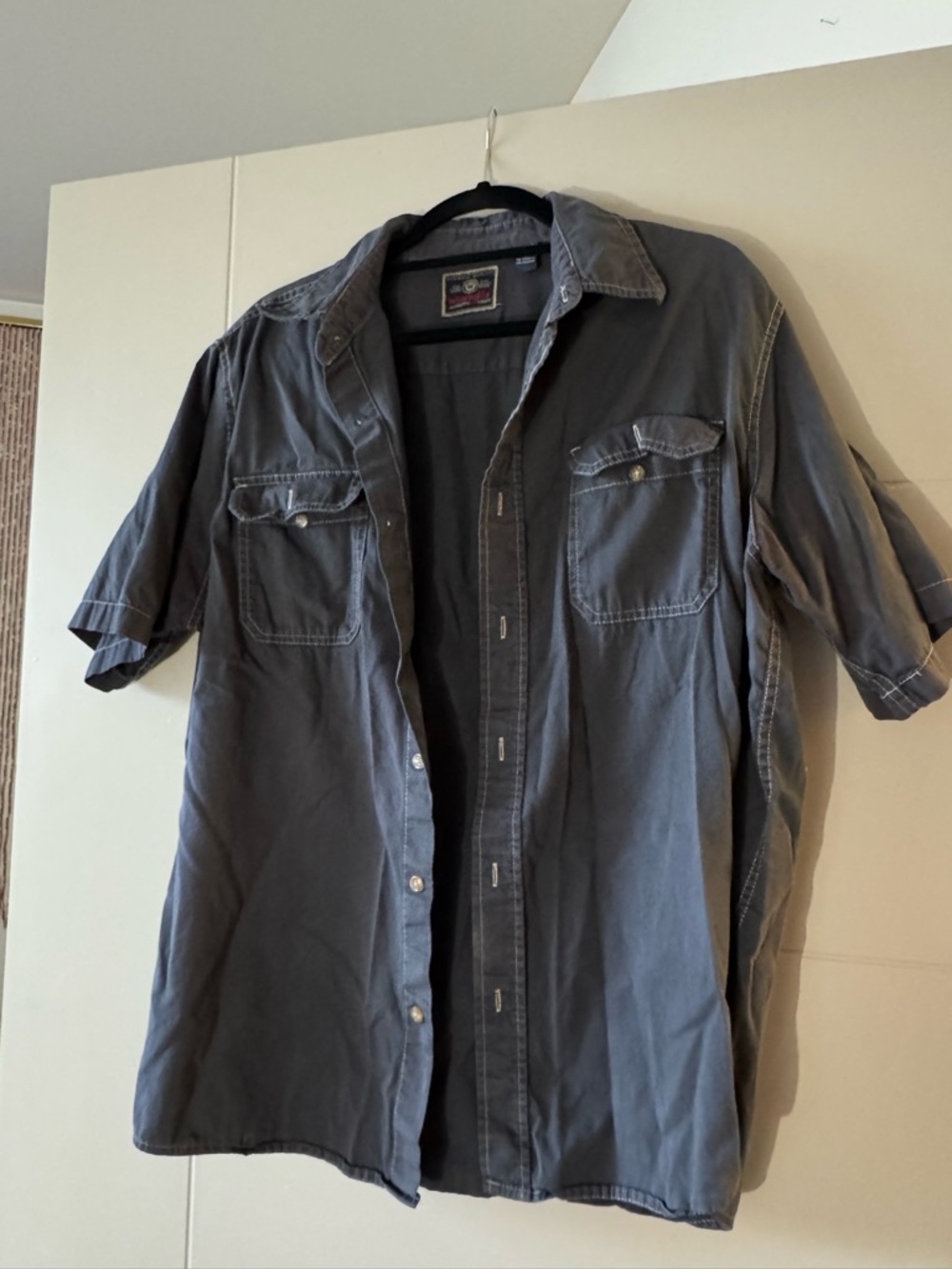 Wrangler charcoal gray casual button-up shirt